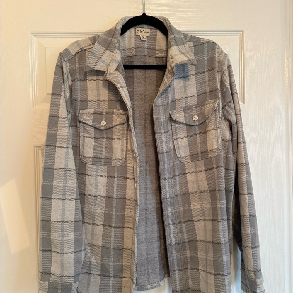 OPEN TO OFFERS!!! J. Crew Gray and Cream Plaid Lightweight Shirt Jacket